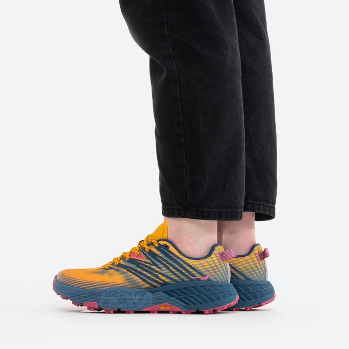 Hoka One One W Speedgoat 4 - Women's Running Shoes - Yellow/Blue/Pink - UK 715PCUIKA